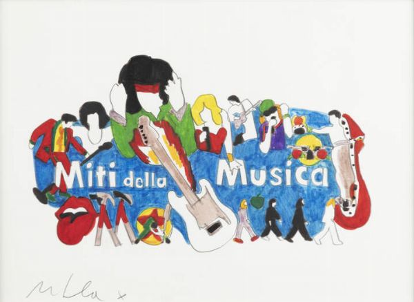 MARCO LODOLA Dorno (PV) 1955 : Miti della musica  - Asta Asta 176 Dipinti e Arti Decorative - Associazione Nazionale - Case d'Asta italiane