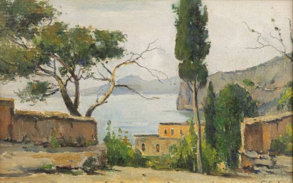 GIOVANNI COLMO Torino 1867 - 1947 : Paesaggio lacustre  - Asta Asta 176 Dipinti e Arti Decorative - Associazione Nazionale - Case d'Asta italiane