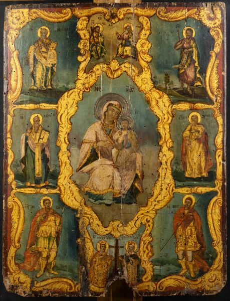 ICONA : Madonna con bambino e Santi Russia  - Asta Asta 176 Dipinti e Arti Decorative - Associazione Nazionale - Case d'Asta italiane