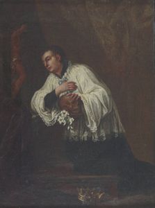 PITTORE ANONIMO - San Luigi Gonzaga adora il Crocifisso
