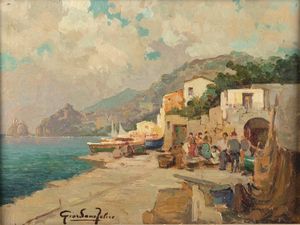 FELICE GIORDANO Napoli 1880 - 1964 Capri (NA) - Paesaggio con vista mare