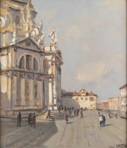 CARLO MUSSO Balangero (TO) 1907 - 1968 - Venezia-Veduta della chiesa della Salute 1954