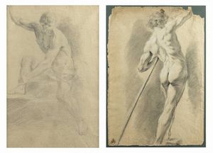 PITTORE ANONIMO - Nudo in posa Ritratto virile in posa