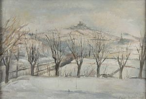 CLAUDIO BONICHI Novi Ligure (AL) 1943 - 2016 Roma - Paesaggio con neve e alberi 1987