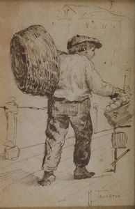 GIACOMO FAVRETTO Venezia 1849 - 1887 - Bambino con cesto
