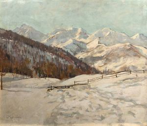 GUIDO MONTEZEMOLO Mondov (CN) 1878 - 1941 Torino - Monti nella neve