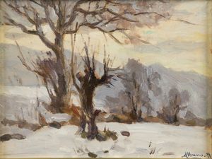 MARIO ALBANO Torino 1896 - 1968 - Paesaggio con neve