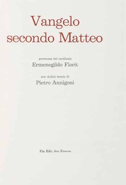Vangelo secondo Matteo [...] con dodici tavole di Pietro Annigoni.  - Asta Grafica & Libri - Associazione Nazionale - Case d'Asta italiane