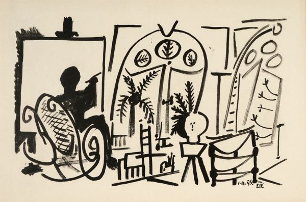 Pablo Picasso : Composizione.  - Asta Grafica & Libri - Associazione Nazionale - Case d'Asta italiane