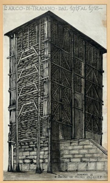 BRUNO MARSILI (DETTO BRUNO DA OSIMO) : L'arco di Traiano dal 1915 al 1918.  - Asta Grafica & Libri - Associazione Nazionale - Case d'Asta italiane