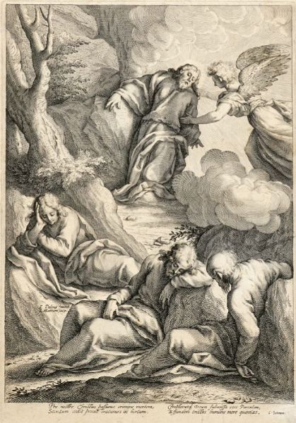 JACOB MATHAM : Cristo nell'orto degli olivi.  - Asta Grafica & Libri - Associazione Nazionale - Case d'Asta italiane