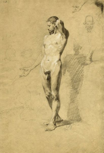 Pio Joris : Accademie di nudo maschile (recto e verso).  - Asta Grafica & Libri - Associazione Nazionale - Case d'Asta italiane