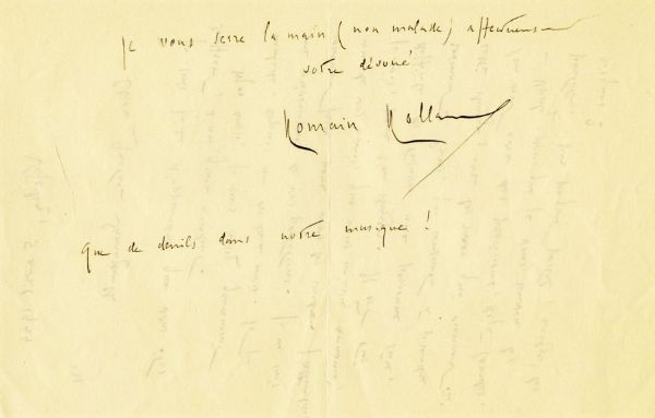ROLLAND ROMAIN : Lettera autografa firmata inviata al compositore francese Gustave Samazeuilh.  - Asta Grafica & Libri - Associazione Nazionale - Case d'Asta italiane