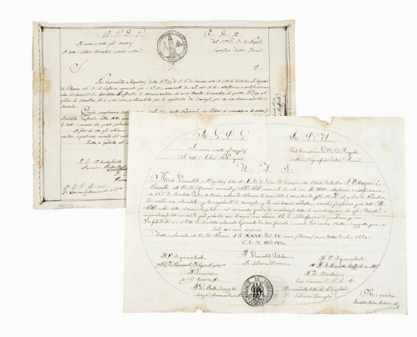 Raccolta di 4 documenti massonici (tra cui 1 in pergamena).  - Asta Grafica & Libri - Associazione Nazionale - Case d'Asta italiane