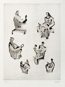 Henry Moore - Six mother and child studies.