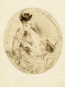 Jacques Villon - Dama con cane (carte-adresse del mercante Sagot).