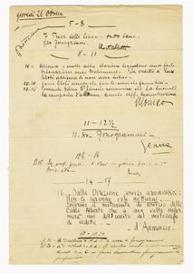 Gabriele D'Annunzio - Testo di fonogramma autografo firmato.