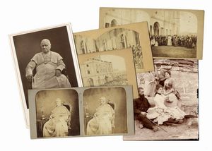 GIOVANNI MARIA MASTAI FERRETTI - Insieme di 9 fotografie all'albumina che ritraggono il Pontefice.