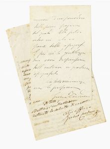 GIOSUÈ CARDUCCI - 2 lettere autografe firmate inviate all'editore Barbera e a Maria Luisa De Maria.