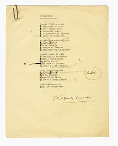 RAFFAELE CARRIERI - 3 composizioni poetiche dattiloscritte con correzioni e firme autografe.