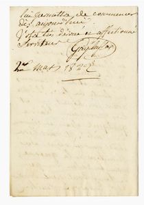 JOSEPH LOUIS GAY-LUSSAC - Lettera autografa firmata inviata a Berthier, professore a l'Ecole des Mines.