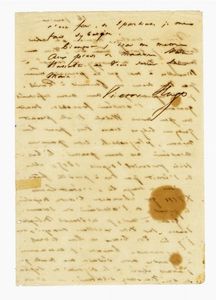 Victor Hugo - Lettera autografa firmata inviata ad Andr Van Hasselt.