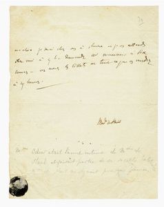 ANNE LOUISE GERMAINE NECKER - Lettera manoscritta con firma autografa.