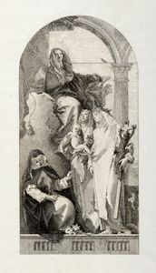 GIANDOMENICO TIEPOLO - La Madonna con le sante Caterina, Rosa e Agnese di Montepulciano.