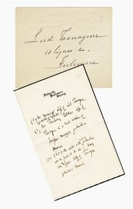 ALFRED TENNYSON - Carta di appunti autografa.