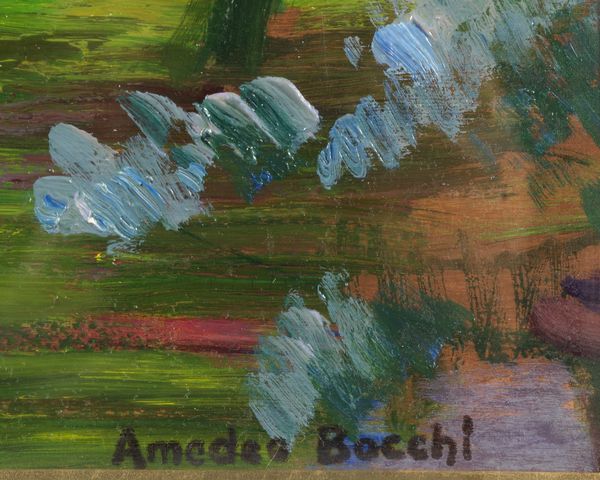 BOCCHI AMEDEO (1883 - 1976) : Paesaggio fiorito.  - Asta ASTA 311 - ARTE ANTICA E DEL XIX SECOLO - Associazione Nazionale - Case d'Asta italiane
