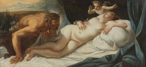 ARTISTA DEL XVIII SECOLO - Venere,  fauno e amorino.