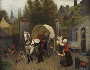CORKOLE AUGUSTE (1822 - 1875) - La partenza della carrozza.