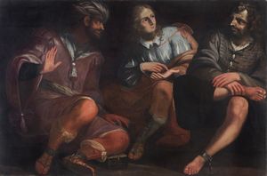 ARTISTA DEL XVII SECOLO - Gesù tra Caifa e Barabba.