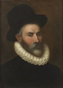 GATTI URIELE (1556 - 1602) - Ritratto di gentiluomo con copricapo nero.