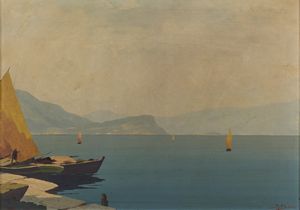 DELAI LUIGI (1891 - 1960) - Veduta del lago di Garda, Desenzano.