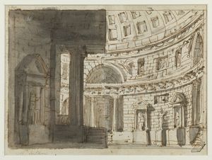 SANQUIRICO ALESSANDRO (1777 - 1849) - Due mezze scenografie teatrali classiche.