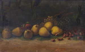SEGANTINI  GIOVANNI (1858 - 1899) - Attribuito a. Natura morta con frutta.