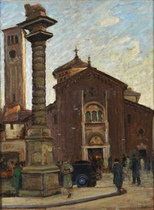 BUCCI ANSELMO (1887 - 1955) - Piazza San Babila. Milano