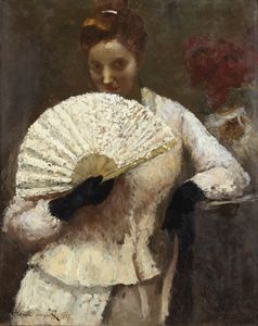 ISSUPOFF ALESSIO (1889 - 1957) - Donna con ventaglio.