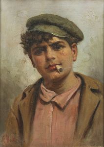 BELLEI GAETANO (1857 - 1922) : Ritratto di ragazzo.  - Asta ASTA 311 - ARTE ANTICA E DEL XIX SECOLO - Associazione Nazionale - Case d'Asta italiane