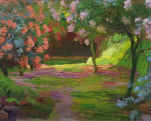 BOCCHI AMEDEO (1883 - 1976) - Paesaggio fiorito.