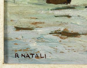 NATALI RENATO (1864 - 1947) : La nevicata.  - Asta ASTA 311 - ARTE ANTICA E DEL XIX SECOLO - Associazione Nazionale - Case d'Asta italiane