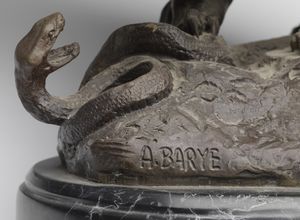 BARYE ANTOINE LOUIS (1796 - 1875) : Da. Leone e serpente.  - Asta ASTA 311 - ARTE ANTICA E DEL XIX SECOLO - Associazione Nazionale - Case d'Asta italiane