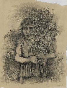 STAGNOLI  ANTONIO (1922 - 2015) - Ragazza con mazzo di fiori.