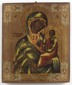 Icona russa del XIX secolo - Madre di Dio di Suja - Smolensk.