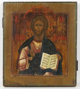 Icona russa del XIX secolo - Cristo Pantocratore.