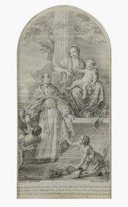 CIGNAROLI GIAMBETTINO (1706 - 1770) - Madonna con il Bambino e San Tommaso da Villanova.