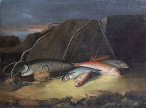 ARTISTA CENTROITALIANO DEL XVIII SECOLO - Natura morta con pesci.