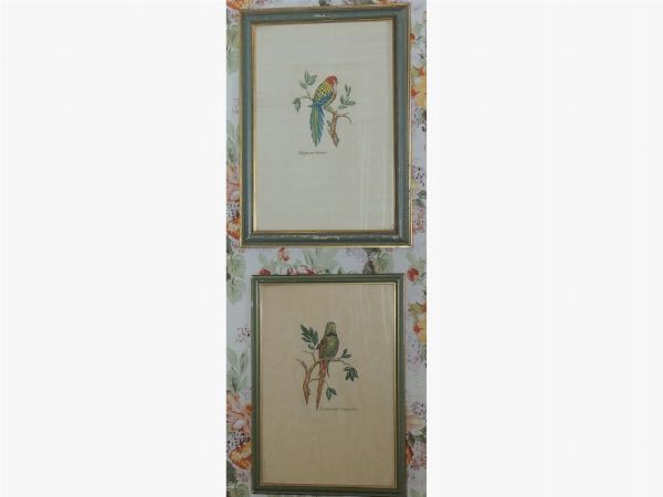 Serie di quattro stampe decorative con volatili  - Asta Arredi tirolesi di Villa Regina a Dobbiaco - Associazione Nazionale - Case d'Asta italiane