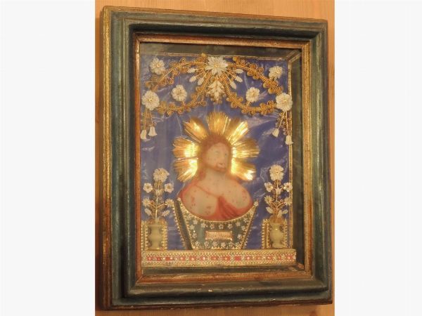 Icona in cera raffigurante Ecce Homo  - Asta Arredi tirolesi di Villa Regina a Dobbiaco - Associazione Nazionale - Case d'Asta italiane
